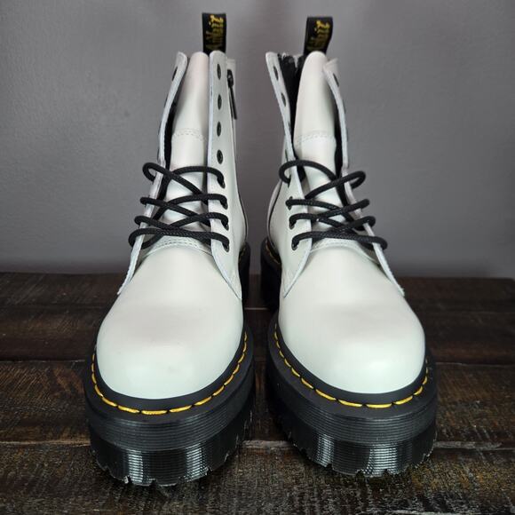 NEW Dr Doc Martens Jadon Womens Size 7 Platform Leather Combat Boots White Black - Picture 3 of 13